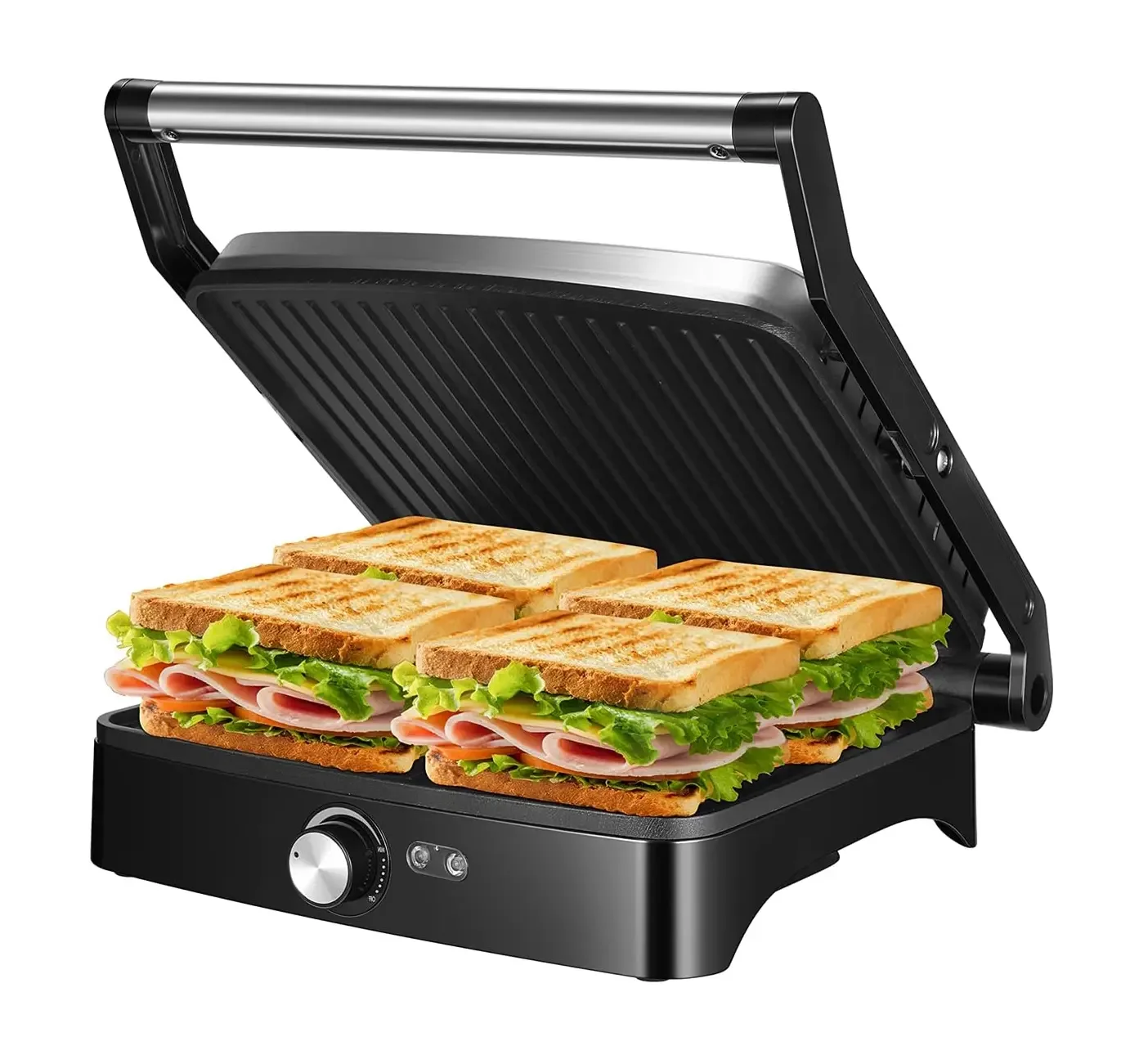 Hot Sellinh Electric Contact Grill NonStick Toaster Waffle Sandwich Press Maker Smokeless 4-slice Portable Indoor Digital Grill