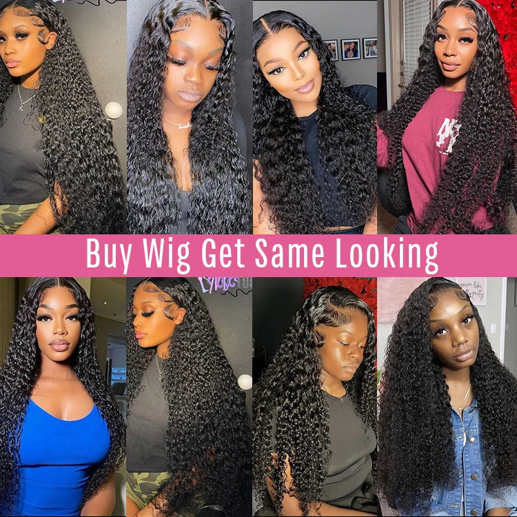 Wholesale 40inch Human Hair Full Lace Curly Wig Brazilian Transparent Lace raw indian water wave deep curly 40 inch curly wig