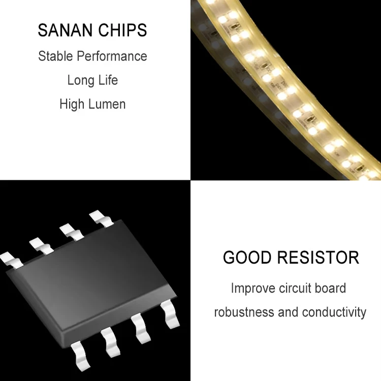 Оптовая продажа наружное украшение ПВХ гибкая двухрядная световая лента водонепроницаемая IP65 SMD 2835 веревка 220 В светодиодная