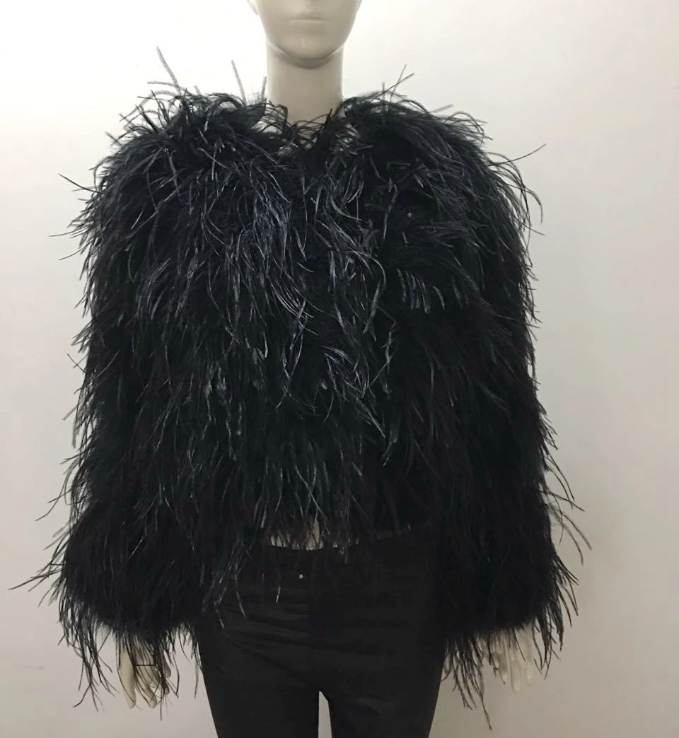 YR1113 Factory Direct Winter Ostrich Feather Fur Coat for Women