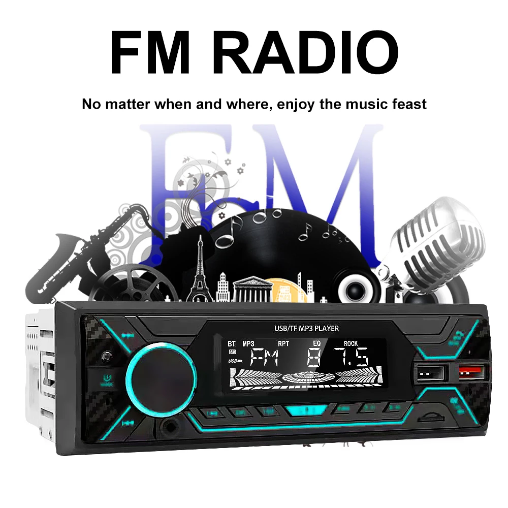 1 Din Car Radio Mp3 Player BT FM Transmitter Autoradio Wireless 2USB SD AUX LCD ISO Handsfree 12V Car Stereo Audio Mp3 Player