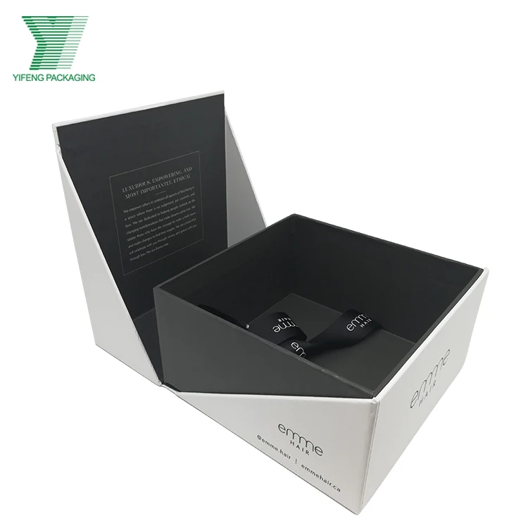 Creative design wholesale luxury face care gift set hair extensions weave packaging cardboard boxes with custom logo and ribbon