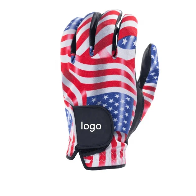2022 Hot-selling USA flag lambskin for men new design golf gloves Custom logo wholesale golf gloves