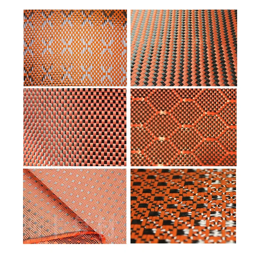 orange aramid carbon fiber hybrid cloth jacquard fabric
