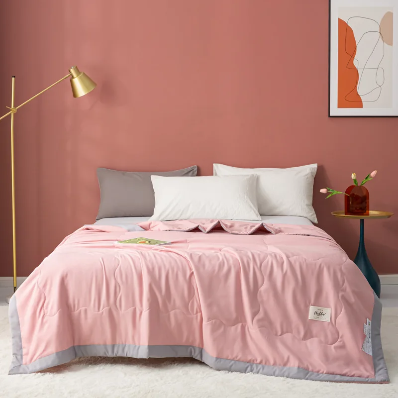 Handmade King Queen Size Quilt Set Spring Season Cotton Linen Soy Fiber Waxed Quilt Air Conditioning Soft Made Bamboo Polyester