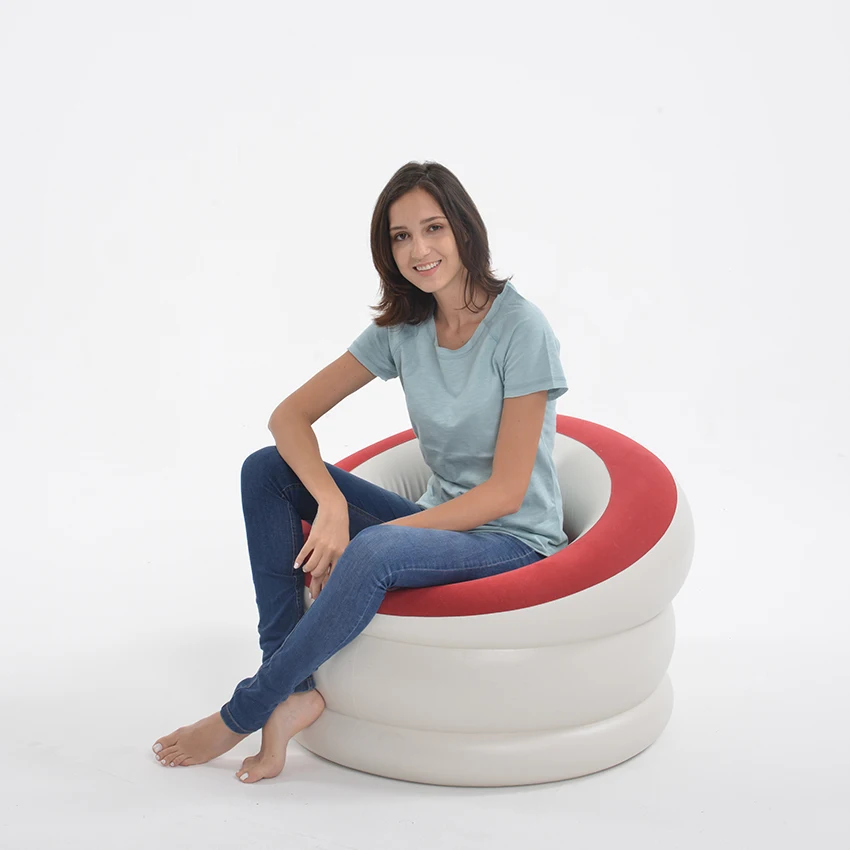 Indoor Inflatable Sofa Portable Outdoor Camping Picnic Air Mattress Lazy Inflatable Flocked Sofa Bed  Lazy flocked sofa