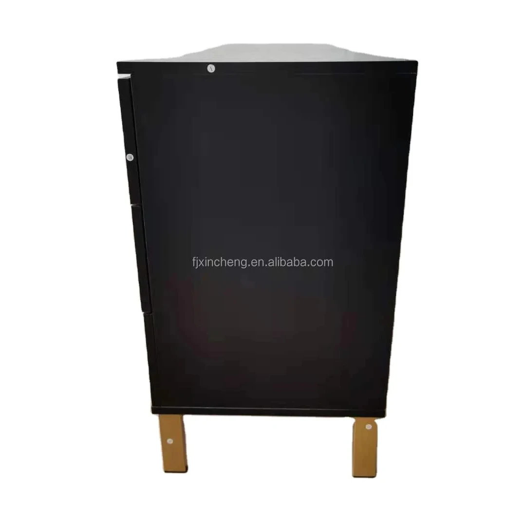 black solid wood legs new design TV Stand three drawers two door cabinet storage