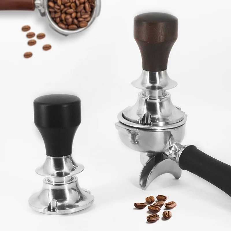 51MM Calibrated Coffee Tamper with Spring Loaded Adjustable Barista Espresso Tamper Wood Handle Coffee Distributor and Tamper