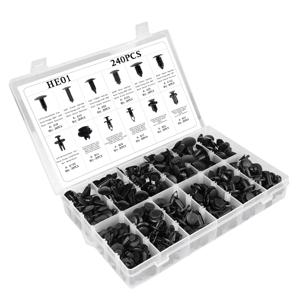 240PCS plastic fasteners bumper fender lining fasteners