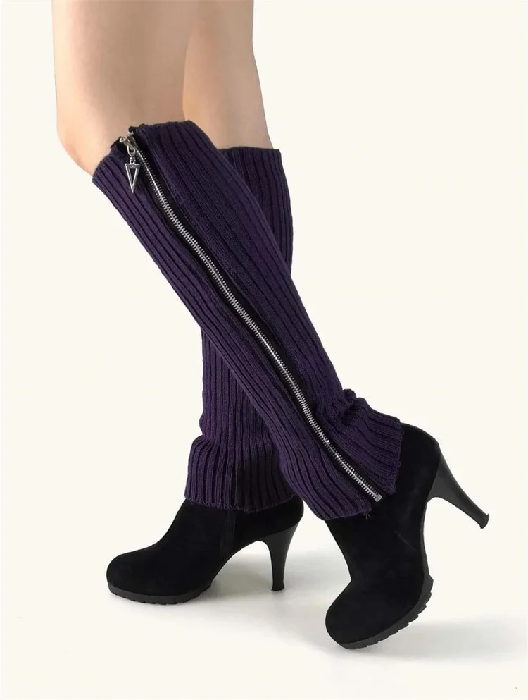 Custom Made Knit Leg Warmers Knitted Warm Foot Cover Ankle Warmer Stylish Zipper Side Leg Warmers