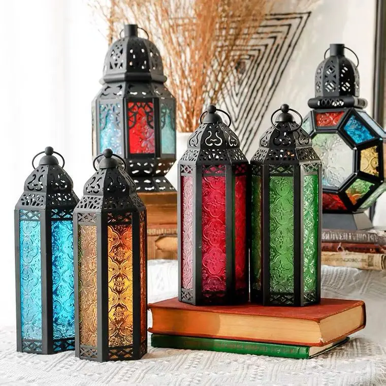 Metal Moroccan Lanterns Hanging Decorative Candle Holder Wedding Halloween Home Indoor and Outdoor Decoration Morocco Lantern