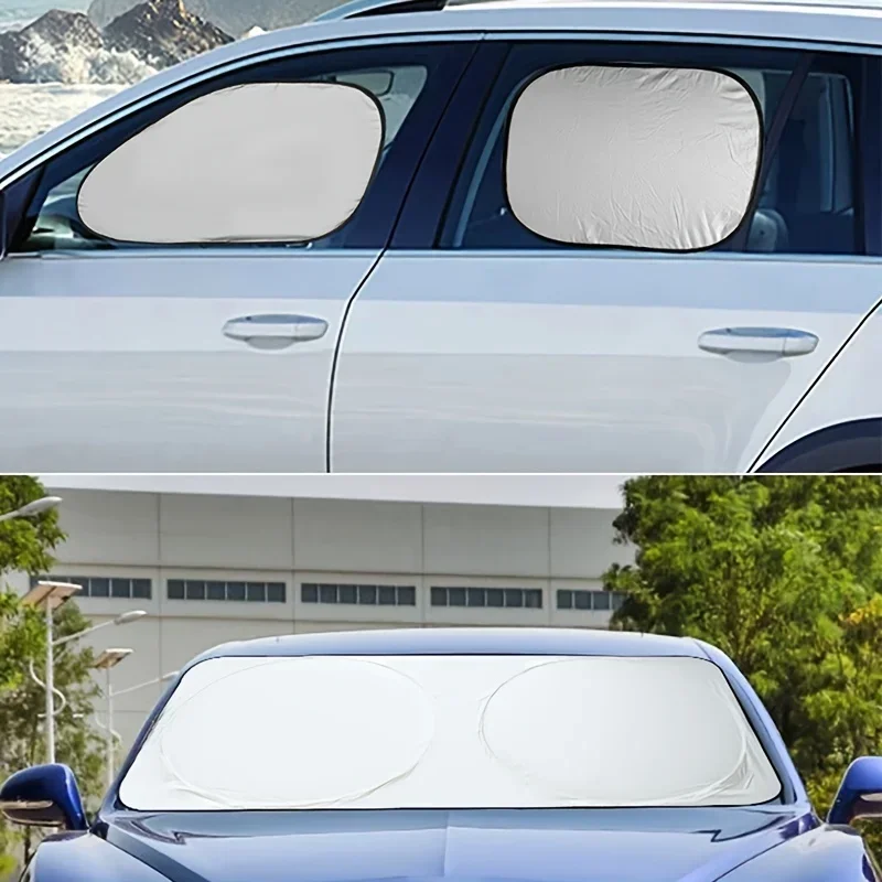 6pcs/Set Car Windshield Sunshade for Side Windows Protection From Sun UV Rays & Heat with Storage Pouch Window Sun Blocker