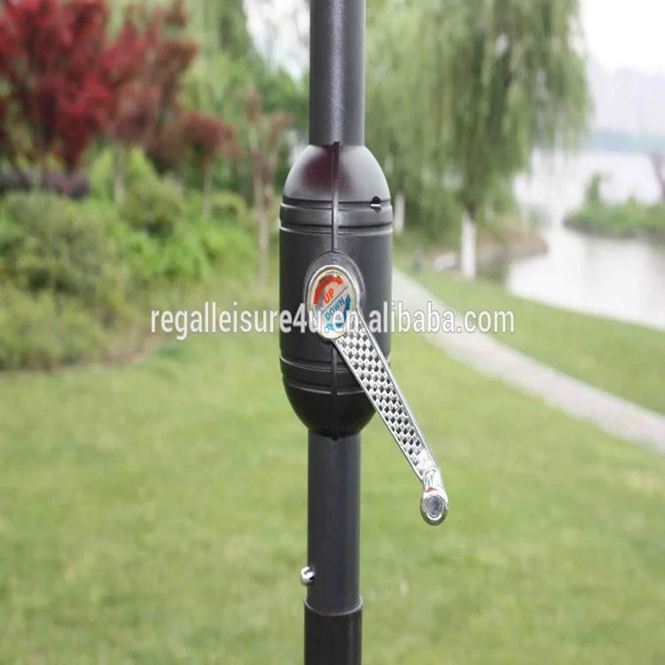 9 Feet Steel Half Patio Umbrella with Crank( Tan,Red,Green,Blue)