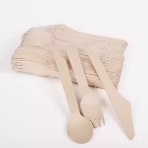 Wholesale Disposable Biodegradable Wooden Cutlery Spoon Fork Knife