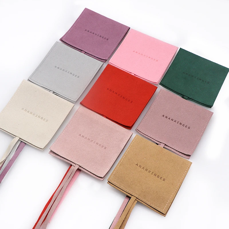 Custom Logo Printing Mcicrofiber Envelope Pouch For Necklace Earring High End Dust Microfiber Jewelry Pouch with bow string