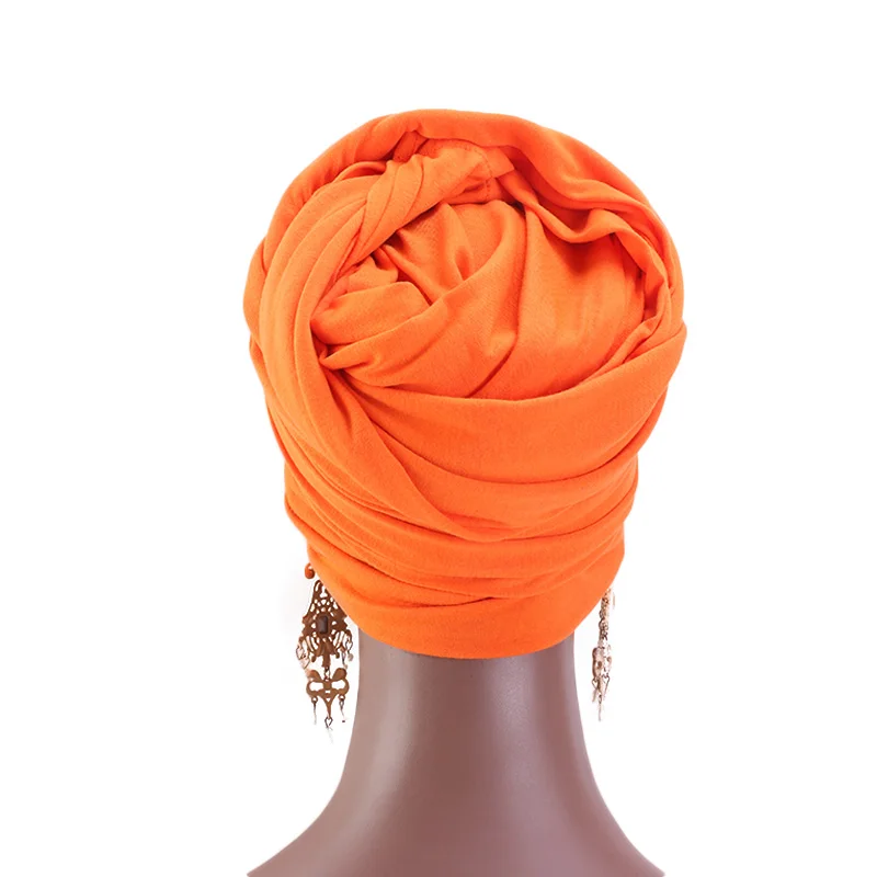 Wholesale Multi Usages Headscarf African Long Head Wrap Plain solid color cotton Head Scarf women Turban TJM-440