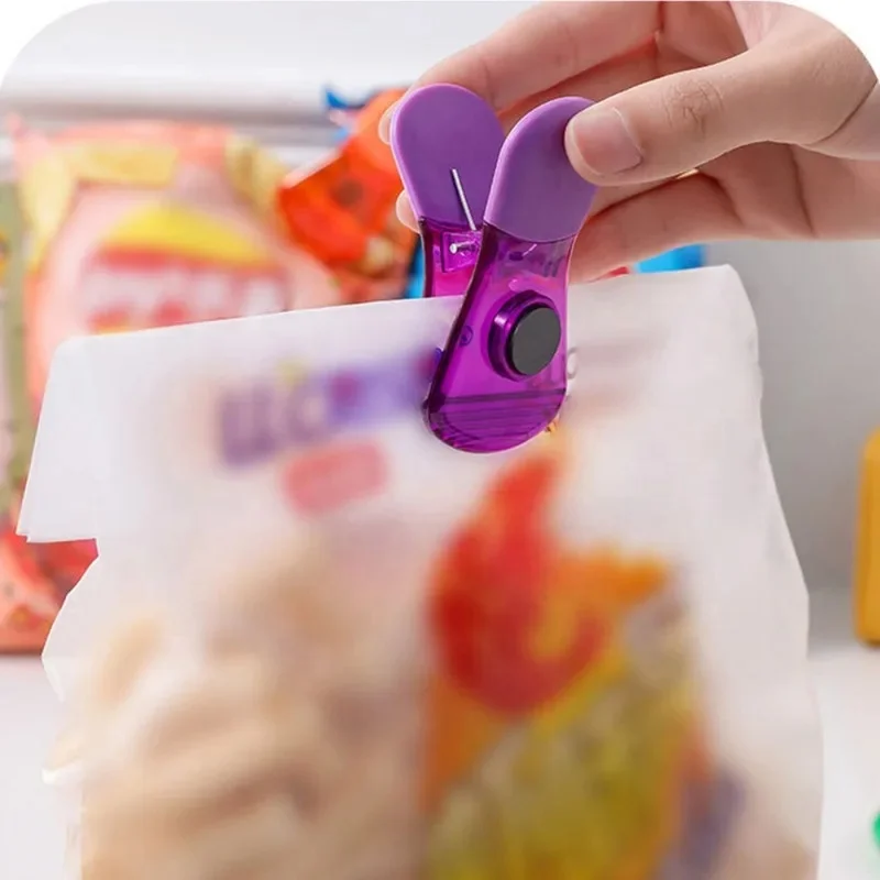 Kitchen Magnetic Plastic Bag Clips Ziplock Refrigerator Message Notes Strip Magnet Sticker Photo Home Sealing Clip