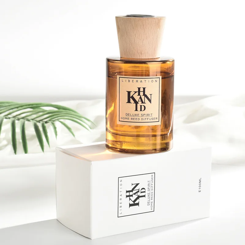 
wood lid reed diffuser amber glass bottle aroma diffuser reed diffuser fragrance for home hotel 