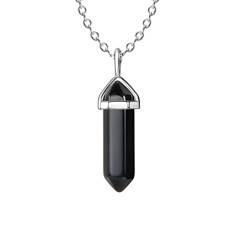 Bullet Shape Real Amethyst Natural Crystal Quartz Healing Chakra Chain Necklaces