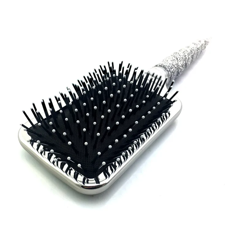 Gold Roller Custom Logo Anti Static Soft Nylon Styling Comb Wave Detangle Curved Vented Hair Brush