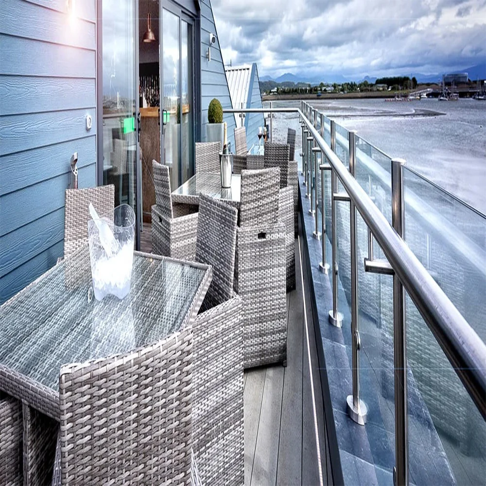 panel railing round handrail post glass railing high grade stainless railing with glass clamps