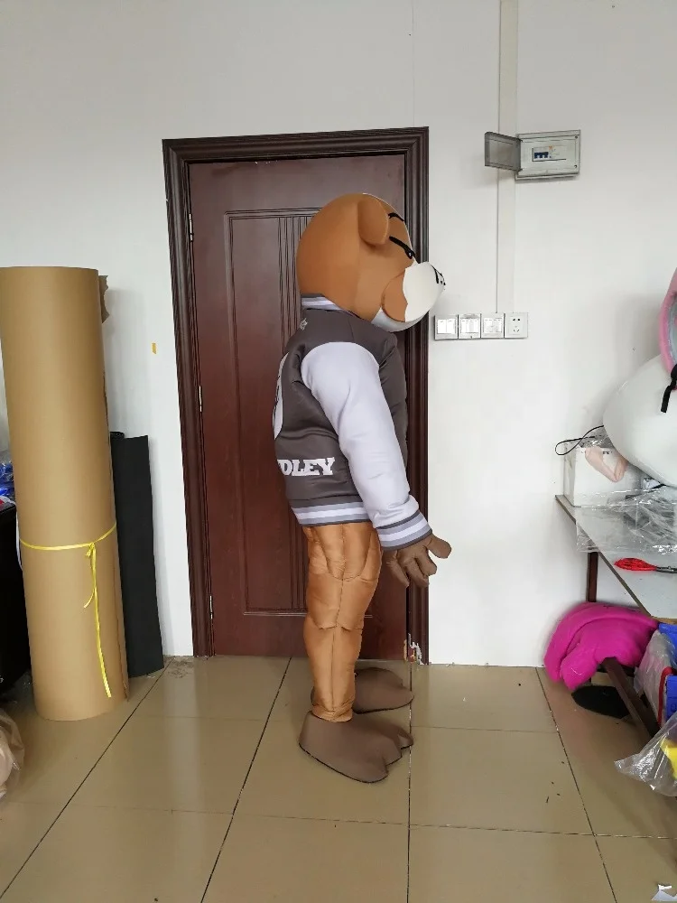 Unique adult character Beijing muscle dog mascot costume brown dog costume for sale