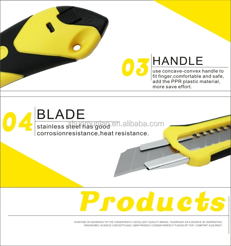 18 mm snap off plastic knife auto locking wallpaper safety retractable cardboard paper cutter