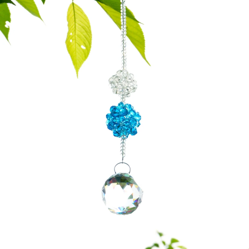 
2021 hot sale colorful crystal glass pendant chandelier daylight prism prism hanging decoration octagonal chakra home office 