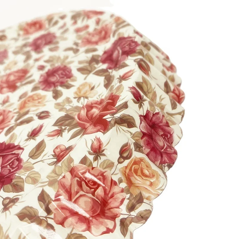 
11 Inch Carbon Steel Non Stick Flower Printing Fluted Quiche Pizza Pan Tray with Fixed Bottom Tart Pie Pan 