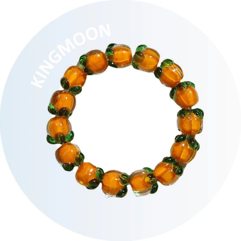 Hot Sale Creative Persimmon Shaped Chinese Traditional Handmade Colored Glaze Bracelets Ornaments Multicolor Beads Lucky Jewelry