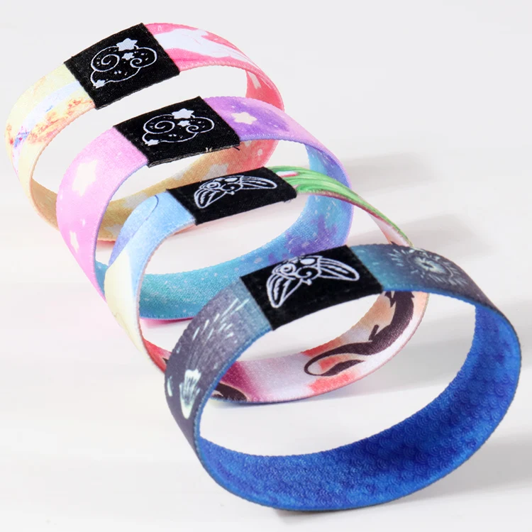 Custom Durable Good Quality RFID Soft Polyester Printed Stretchy Elastic NFC Wristband for Access Control