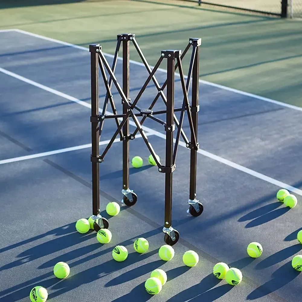 Portable Tennis Ball Hopper Basket, Lightweight Tennis Ball Cart, Wheeled Baseball Tennis Ball Caddy