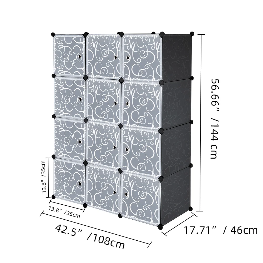 China Supplier Cube Storage 12-Cubes Storage Shelves Plastic Book Clothes Diy Closet Organizer