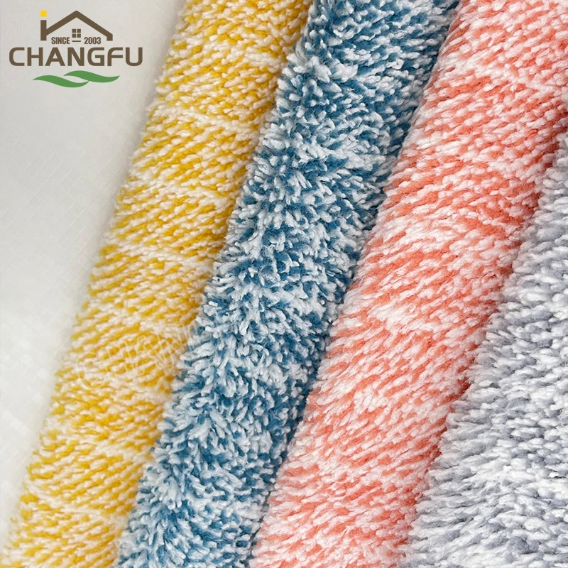 Changfu Reusable Microfiber  Charcoal Stripe Dish cleaning Cloth for Washing and coral fleece towels in Kitchen