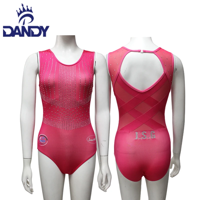 Wholesale Custom Long Sleeve Rhythmic Ballet Gymnastics Competition Leotard Shiny Crystal Kids Gymnastics Leotards
