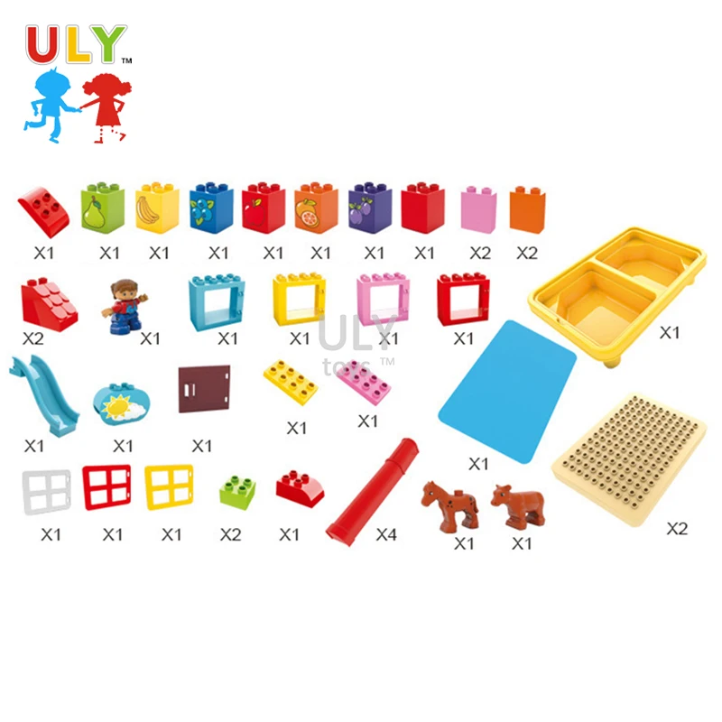Multifunction Kids Plastic DIY Bricks Toy Study Playing Compatible  Building Blocks Table Set