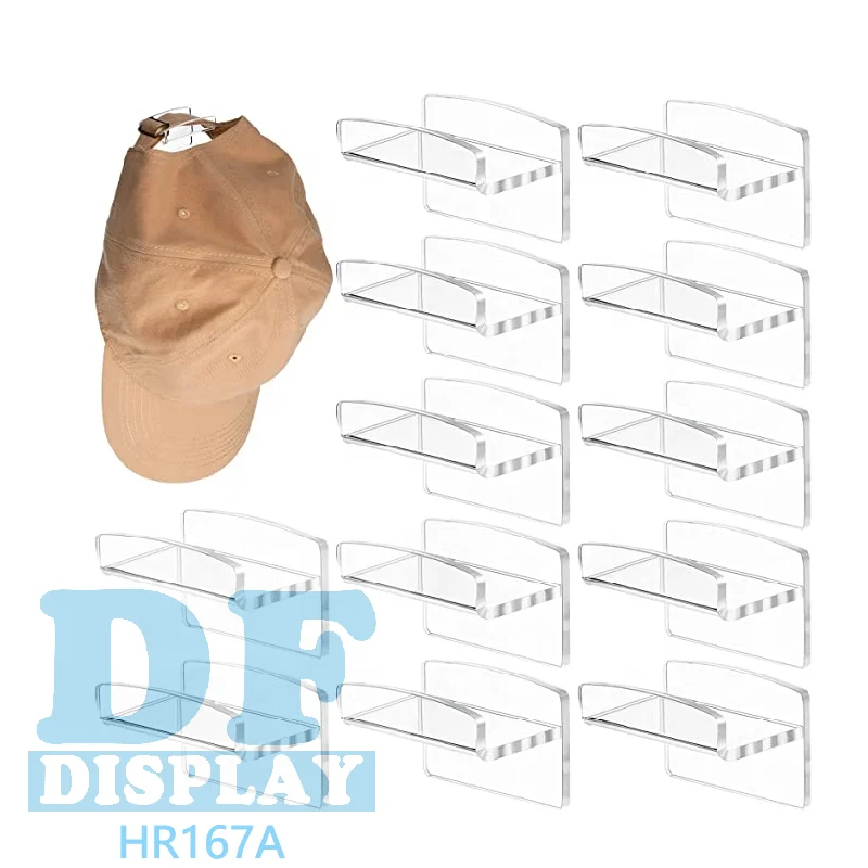 Acrylic Hat Rack Hat Holder Organizer For Wall Clear Adhesive Hat Display Rack Curved Shelf