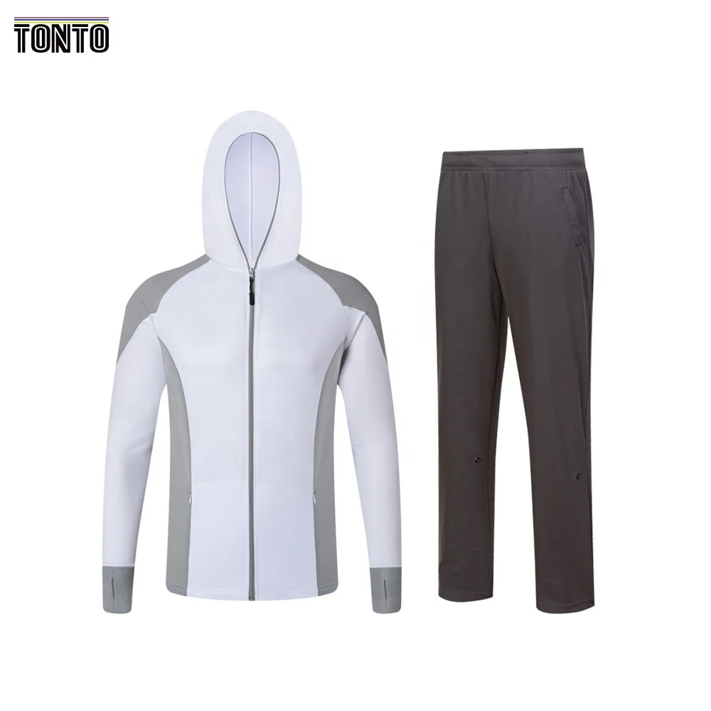 Summer UPF Fishing Clothing Waterproof Sublimation Zipper Hooded Long sleeve Shirt Jersey and Pants Fishing Suitshirts