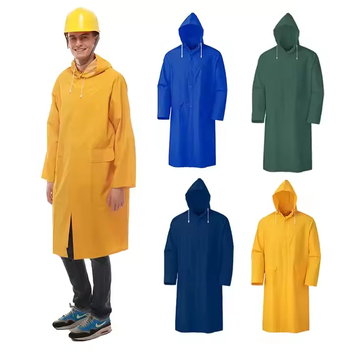Factory Manufacturer Price Outdoor Work Rain Coats Waterproof Raincoat Heavy Duty PVC Polyester Rain Coat for Men