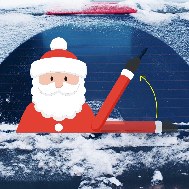 Wholesale creative Christmas car decals car window decors santa claus waving wiper decal stickers