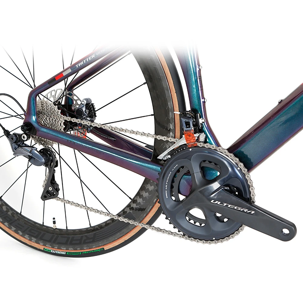 TWITTER CYCLONEpro holographic color aero disc road bike 700c racing road bicycle with R7020 kit