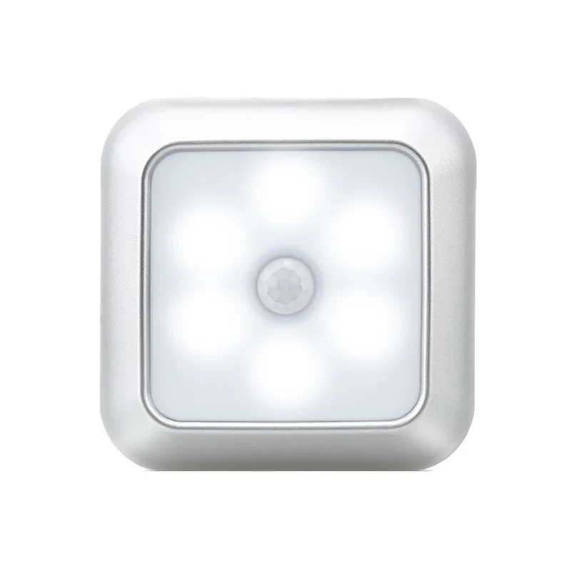 Ночник с пассивным инфракрасным датчиком движения, ночник на батарейках для туалета, гардероба, лестницы, коридора, кабинета, спальни, 6 светодиодов