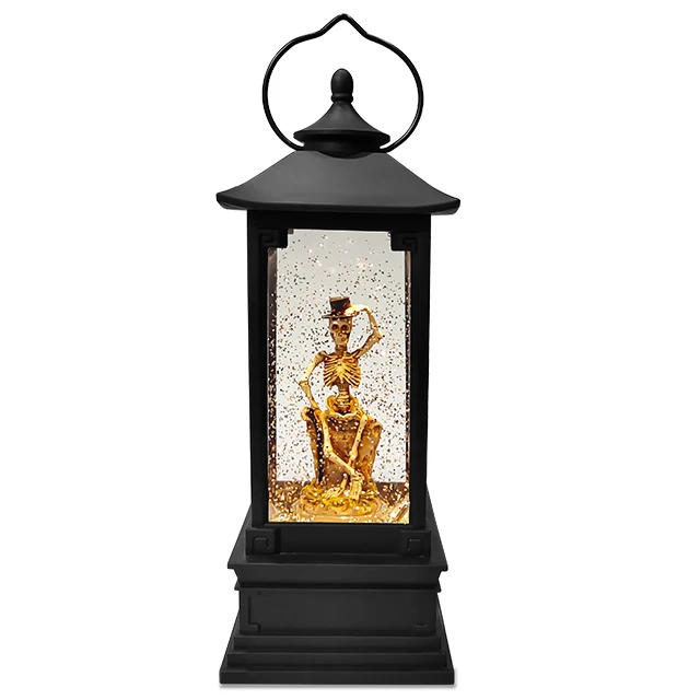 Halloween Water High Quality Lantern Battery Operated Gifts Human Skeleton Scene Plastic Wholesale Decoration Snow Globe