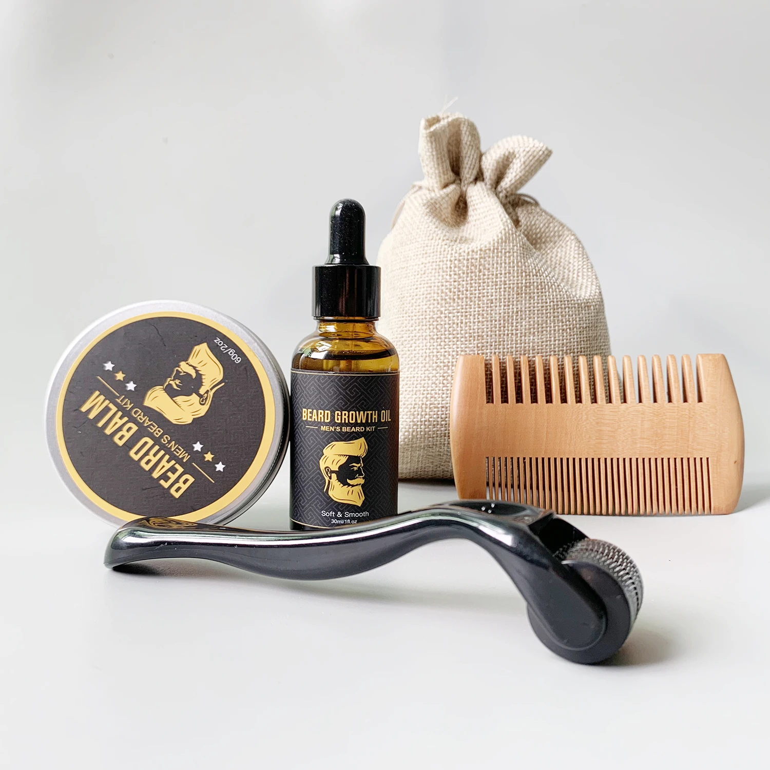 wholesale-beard-grooming-kit  oil and balm hair and beard kit for men grooming care