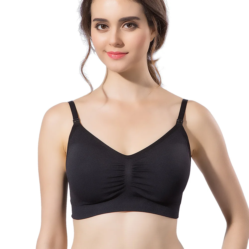 BRWX066  S-4XL Manufacture Front Open Nursing Bra Soft Breathable Maternity Wireless Adjustable Shoulder Strap Bras
