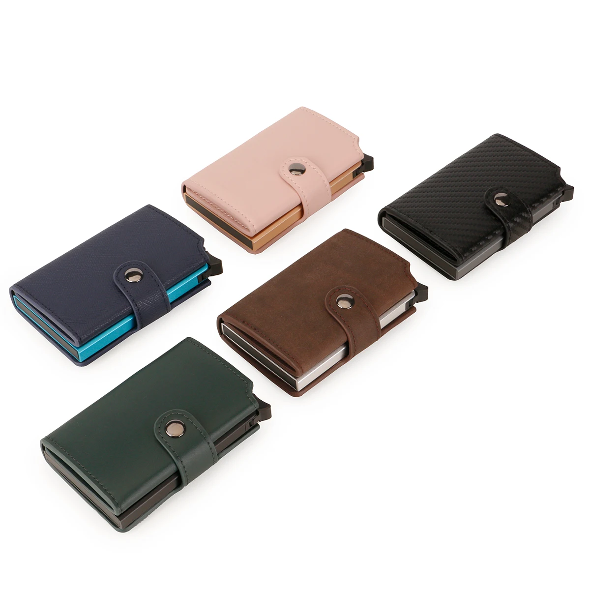 2023 Men minimalist Aluminum pop up wallet RFID blocking card holder leather wallet