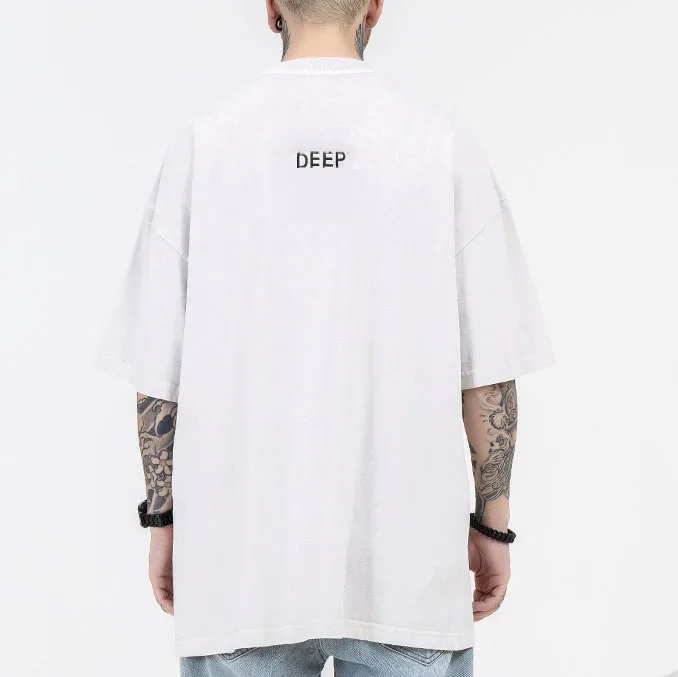 Wholesale bulk logo letters print factory stock white crewneck t shirt for men