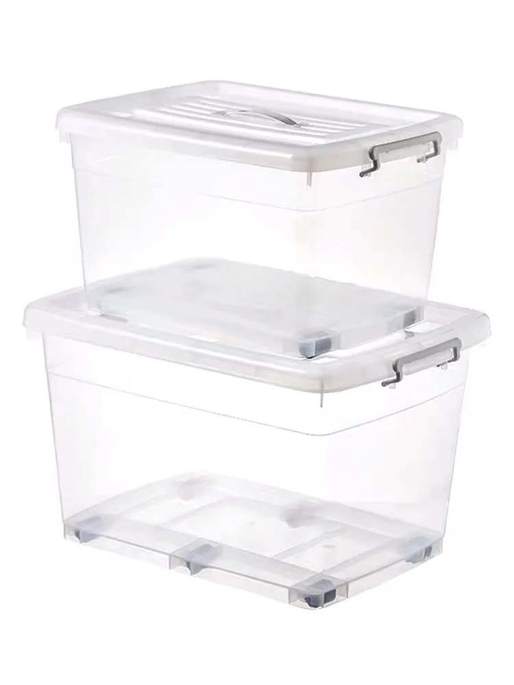 
Customized Home PP Bin Container Clear Transparent Plastic Storage Box with Lid 