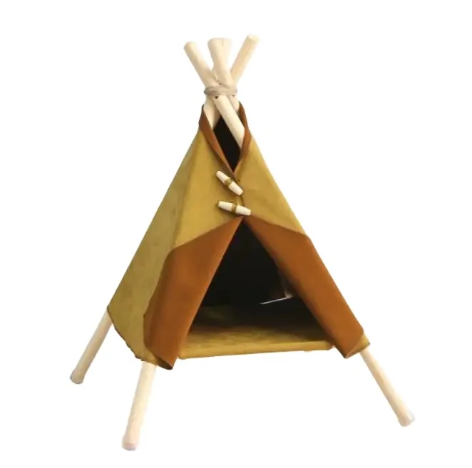 2024 folding single-layer canvas pet house, washable, portable, cute pet cat and dog house tent