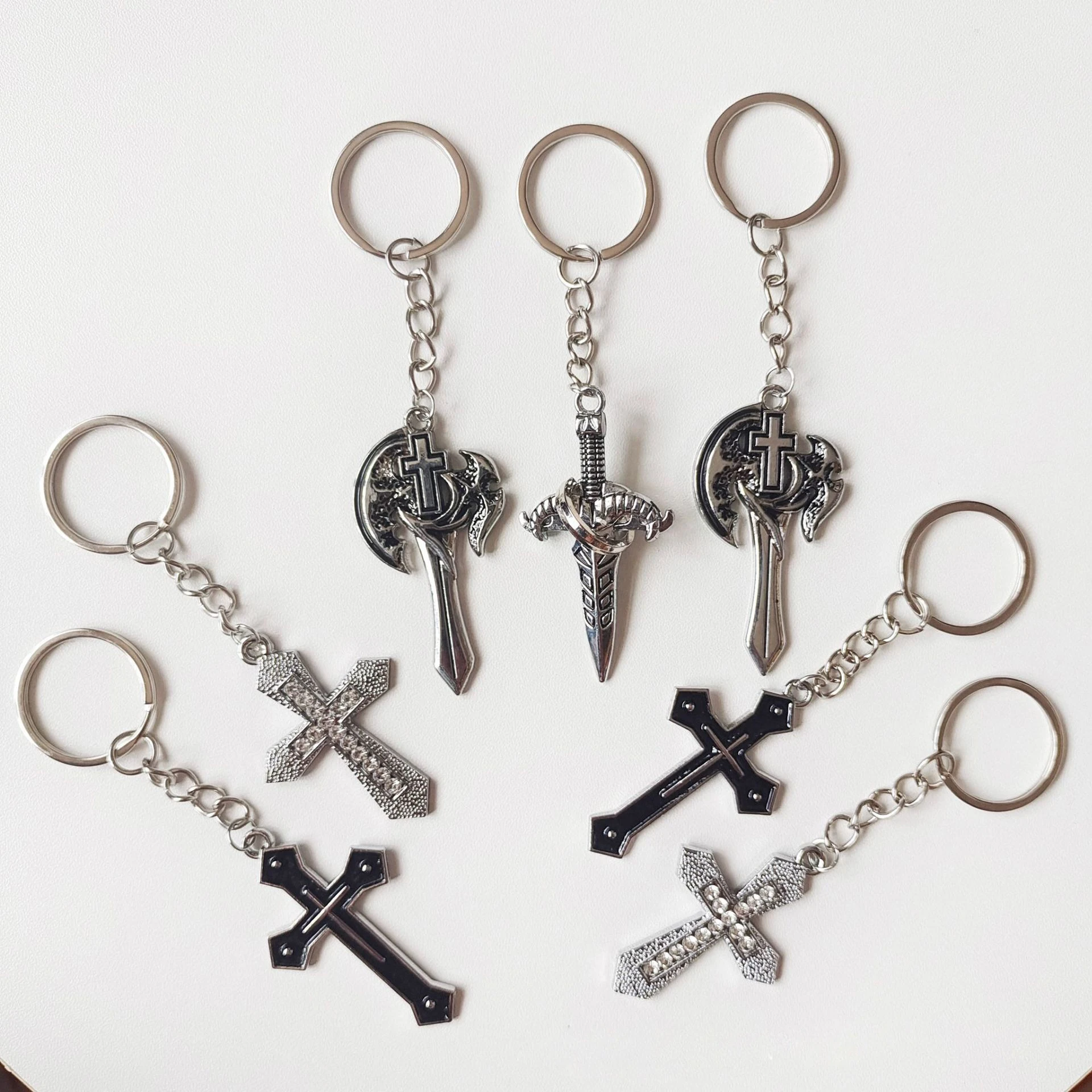 hot sale classic cross keychain car keychain pendant fashion bag accessories trendy decoration cross keychain